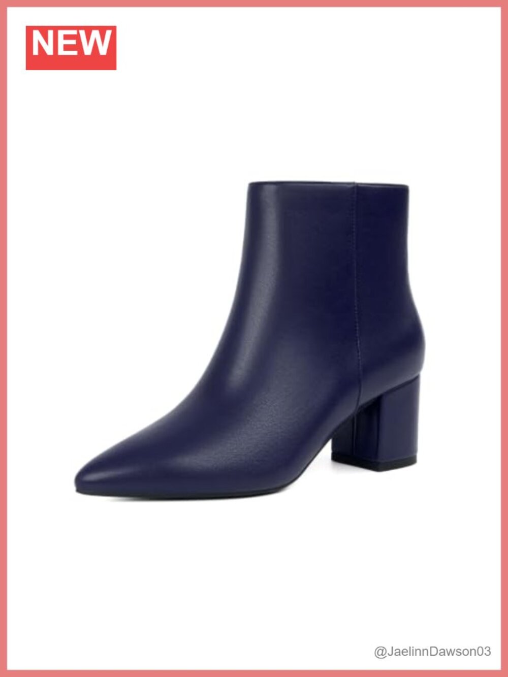 Easyfox Women's Pointed Toe Ankle Boots Faux Leather Chunky Block Heel